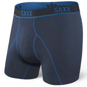 Bokserki do biegania męskie sportowe SAXX KINETIC HD Boxer Brief - granatowe z niebieskimi szwami