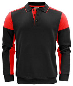 Dwukolorowa bluza w stylu polo Prime Polosweater marki Printer - Czarno - czerwony