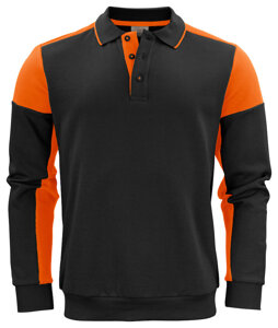Dwukolorowa bluza w stylu polo Prime Polosweater marki Printer - Czarno - pomarańczowy