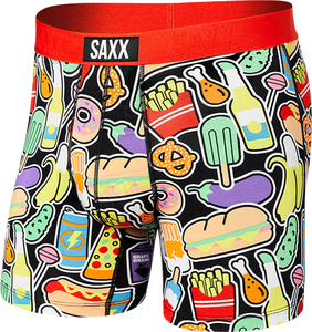 Men's quick-drying SAXX VIBE Boxer Brief Fast Food - red.