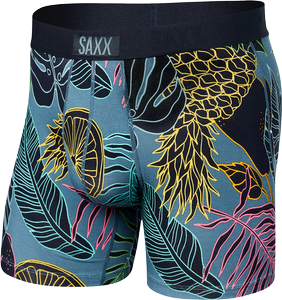 Men's quick-drying SAXX VIBE Boxer Briefs - Tropical Navy Blue.