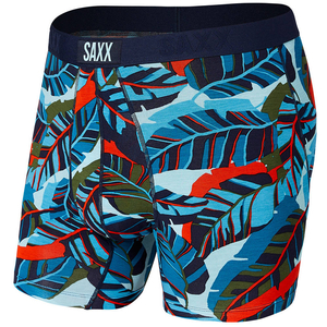Men's quick-drying SAXX VIBE Boxer Briefs - blue leaves.
