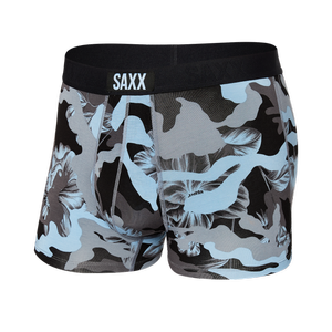 Men's short quick-drying boxer briefs SAXX VIBE Trunk floral camouflage - blue.