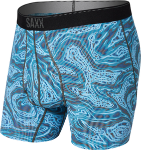 Men's trekking / sport boxer briefs with fly SAXX QUEST Boxer Brief Fly twisted waves - blue.